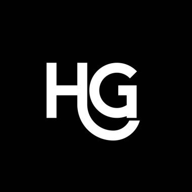Siyah arka planda HG harfi logo tasarımı. HG yaratıcı harflerin baş harfleri logo kavramı. hg harf tasarımı. Siyah arkaplanda HG beyaz harf tasarımı. H G, h g logosu