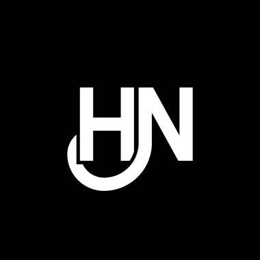 Siyah arka planda HN harf logosu tasarımı. HN yaratıcı harflerin baş harfleri logo kavramı. Hn harf tasarımı. Siyah arkaplanda HN beyaz harf tasarımı. H N, n logosu