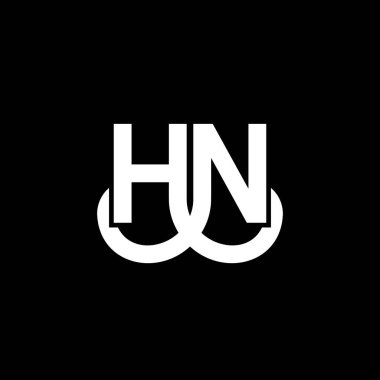 Siyah arka planda HN harf logosu tasarımı. HN yaratıcı harflerin baş harfleri logo kavramı. Hn harf tasarımı. Siyah arkaplanda HN beyaz harf tasarımı. H N, n logosu