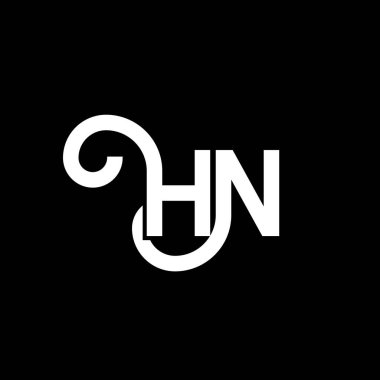 Siyah arka planda HN harf logosu tasarımı. HN yaratıcı harflerin baş harfleri logo kavramı. Hn harf tasarımı. Siyah arkaplanda HN beyaz harf tasarımı. H N, n logosu