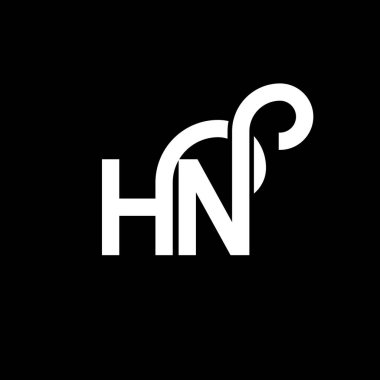 Siyah arka planda HN harf logosu tasarımı. HN yaratıcı harflerin baş harfleri logo kavramı. Hn harf tasarımı. Siyah arkaplanda HN beyaz harf tasarımı. H N, n logosu