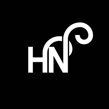 Siyah arka planda HN harf logosu tasarımı. HN yaratıcı harflerin baş harfleri logo kavramı. Hn harf tasarımı. Siyah arkaplanda HN beyaz harf tasarımı. H N, n logosu