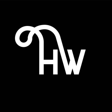 Siyah arka planda HW harf logosu tasarımı. HW yaratıcı harfler logosu konsepti. Hw harf tasarımı. Siyah arka planda beyaz HW harf tasarımı. H W, nasıl logo