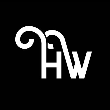 Siyah arka planda HW harf logosu tasarımı. HW yaratıcı harfler logosu konsepti. Hw harf tasarımı. Siyah arka planda beyaz HW harf tasarımı. H W, nasıl logo