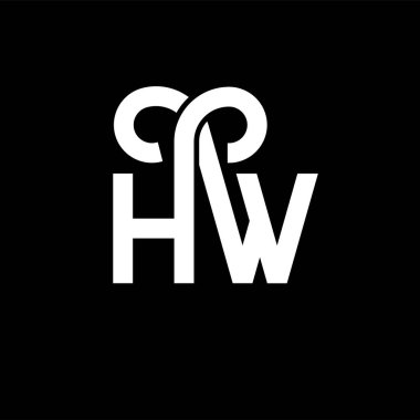 Siyah arka planda HW harf logosu tasarımı. HW yaratıcı harfler logosu konsepti. Hw harf tasarımı. Siyah arka planda beyaz HW harf tasarımı. H W, nasıl logo