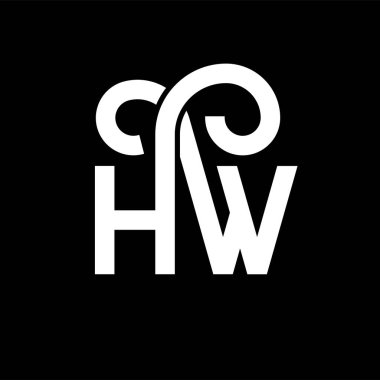 Siyah arka planda HW harf logosu tasarımı. HW yaratıcı harfler logosu konsepti. Hw harf tasarımı. Siyah arka planda beyaz HW harf tasarımı. H W, nasıl logo