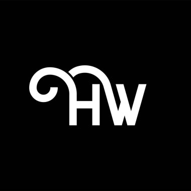 Siyah arka planda HW harf logosu tasarımı. HW yaratıcı harfler logosu konsepti. Hw harf tasarımı. Siyah arka planda beyaz HW harf tasarımı. H W, nasıl logo