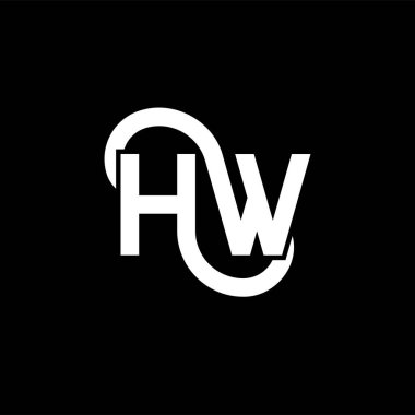 Siyah arka planda HW harf logosu tasarımı. HW yaratıcı harfler logosu konsepti. Hw harf tasarımı. Siyah arka planda beyaz HW harf tasarımı. H W, nasıl logo