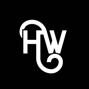 Siyah arka planda HW harf logosu tasarımı. HW yaratıcı harfler logosu konsepti. Hw harf tasarımı. Siyah arka planda beyaz HW harf tasarımı. H W, nasıl logo