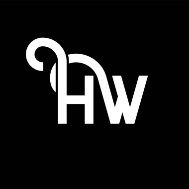 Siyah arka planda HW harf logosu tasarımı. HW yaratıcı harfler logosu konsepti. Hw harf tasarımı. Siyah arka planda beyaz HW harf tasarımı. H W, nasıl logo