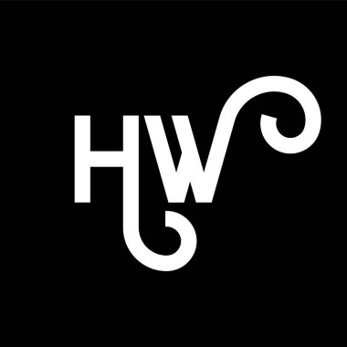 Siyah arka planda HW harf logosu tasarımı. HW yaratıcı harfler logosu konsepti. Hw harf tasarımı. Siyah arka planda beyaz HW harf tasarımı. H W, nasıl logo