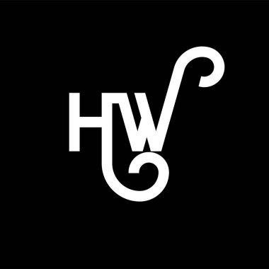 Siyah arka planda HW harf logosu tasarımı. HW yaratıcı harfler logosu konsepti. Hw harf tasarımı. Siyah arka planda beyaz HW harf tasarımı. H W, nasıl logo