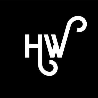 Siyah arka planda HW harf logosu tasarımı. HW yaratıcı harfler logosu konsepti. Hw harf tasarımı. Siyah arka planda beyaz HW harf tasarımı. H W, nasıl logo