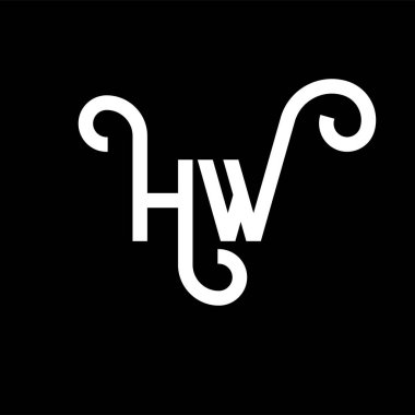 Siyah arka planda HW harf logosu tasarımı. HW yaratıcı harfler logosu konsepti. Hw harf tasarımı. Siyah arka planda beyaz HW harf tasarımı. H W, nasıl logo