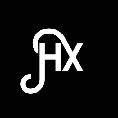 Siyah arka planda HX harfli logo tasarımı. HX yaratıcı harf logosu konsepti. HX harf tasarımı. Siyah arkaplanda HX beyaz harf tasarımı. H X, h x logosu