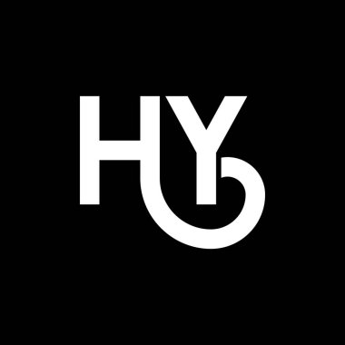 Siyah arka planda HY harf logosu tasarımı. HY yaratıcı harflerin baş harfleri logo kavramı. hy mektup tasarımı. Siyah arkaplanda HY beyaz harf tasarımı. Hey, hey logo.