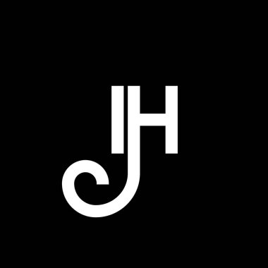 Siyah arka planda IH harf logosu tasarımı. Yaratıcı harflerin baş harfleri logo konsepti. Mektup tasarımı. Siyah arkaplanda IH beyaz harf tasarımı. H, i h logo