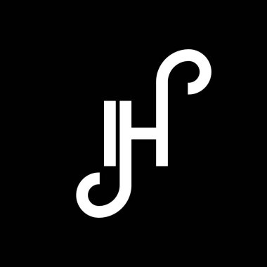 Siyah arka planda IH harf logosu tasarımı. Yaratıcı harflerin baş harfleri logo konsepti. Mektup tasarımı. Siyah arkaplanda IH beyaz harf tasarımı. H, i h logo