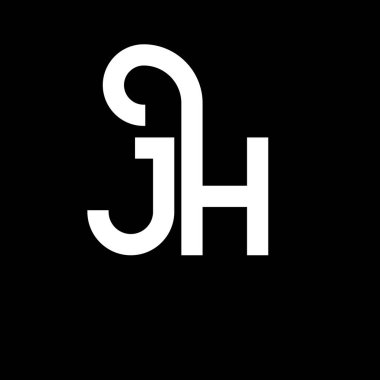 Siyah arka planda JH harf logosu tasarımı. JH yaratıcı harflerin baş harfleri logo kavramı. JH mektup tasarımı. Siyah arkaplanda JH beyaz harf tasarımı. J H, j h logosu