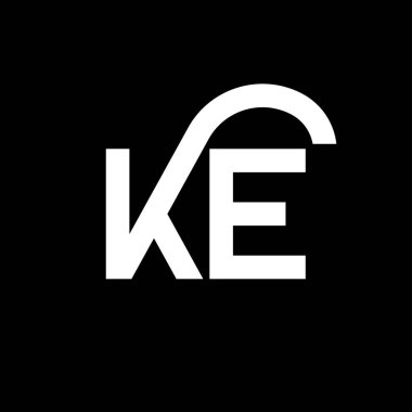 Siyah arkaplanda KE harfi logo tasarımı. KE yaratıcı harflerin baş harfleri logo konsepti. Mektup tasarımı. Siyah arkaplanda KE beyaz harf tasarımı. K E, k e logo