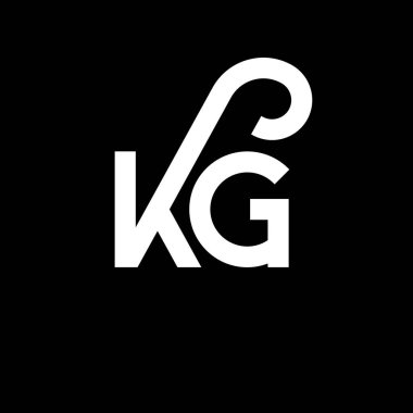 Siyah arkaplanda KG harfi logo tasarımı. KG yaratıcı harflerin baş harfleri logo kavramı. kg harf tasarımı. Siyah arkaplanda KG beyaz harf tasarımı. K G, k g logosu