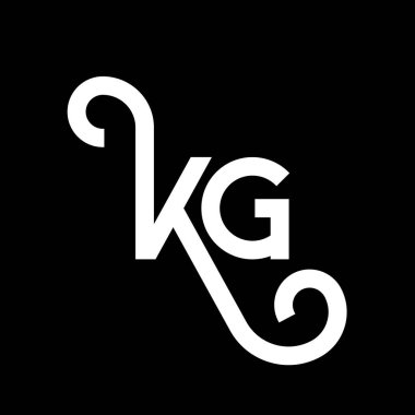 Siyah arkaplanda KG harfi logo tasarımı. KG yaratıcı harflerin baş harfleri logo kavramı. kg harf tasarımı. Siyah arkaplanda KG beyaz harf tasarımı. K G, k g logosu