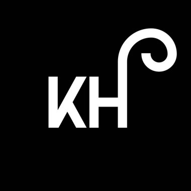 Siyah arkaplanda KH harfi logo tasarımı. KH yaratıcı harflerin baş harfleri logo kavramı. kh harf tasarımı. Siyah arkaplanda KH beyaz harf tasarımı. K H, k h logosu