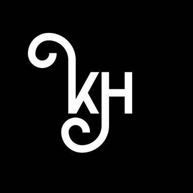 Siyah arkaplanda KH harfi logo tasarımı. KH yaratıcı harflerin baş harfleri logo kavramı. kh harf tasarımı. Siyah arkaplanda KH beyaz harf tasarımı. K H, k h logosu
