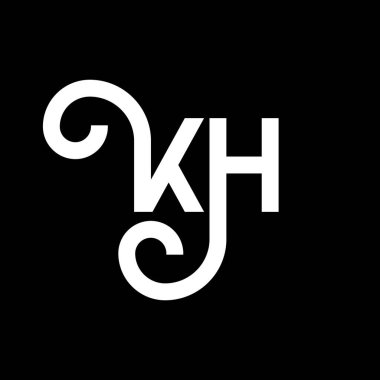 Siyah arkaplanda KH harfi logo tasarımı. KH yaratıcı harflerin baş harfleri logo kavramı. kh harf tasarımı. Siyah arkaplanda KH beyaz harf tasarımı. K H, k h logosu