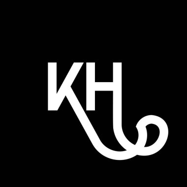 Siyah arkaplanda KH harfi logo tasarımı. KH yaratıcı harflerin baş harfleri logo kavramı. kh harf tasarımı. Siyah arkaplanda KH beyaz harf tasarımı. K H, k h logosu