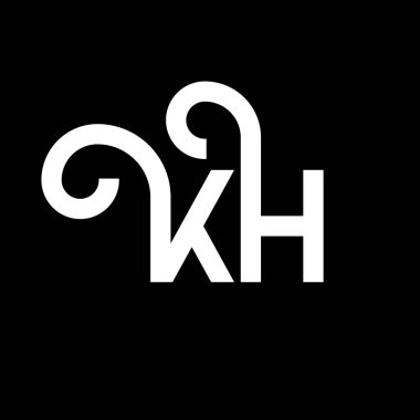 Siyah arkaplanda KH harfi logo tasarımı. KH yaratıcı harflerin baş harfleri logo kavramı. kh harf tasarımı. Siyah arkaplanda KH beyaz harf tasarımı. K H, k h logosu