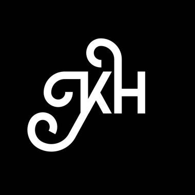 Siyah arkaplanda KH harfi logo tasarımı. KH yaratıcı harflerin baş harfleri logo kavramı. kh harf tasarımı. Siyah arkaplanda KH beyaz harf tasarımı. K H, k h logosu