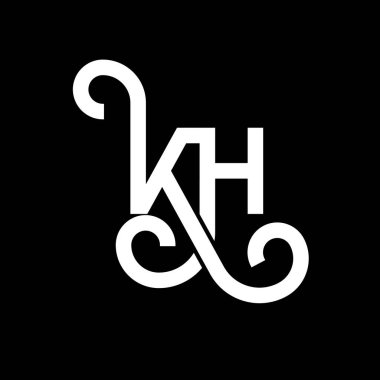 Siyah arkaplanda KH harfi logo tasarımı. KH yaratıcı harflerin baş harfleri logo kavramı. kh harf tasarımı. Siyah arkaplanda KH beyaz harf tasarımı. K H, k h logosu