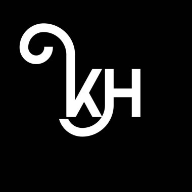 Siyah arkaplanda KH harfi logo tasarımı. KH yaratıcı harflerin baş harfleri logo kavramı. kh harf tasarımı. Siyah arkaplanda KH beyaz harf tasarımı. K H, k h logosu