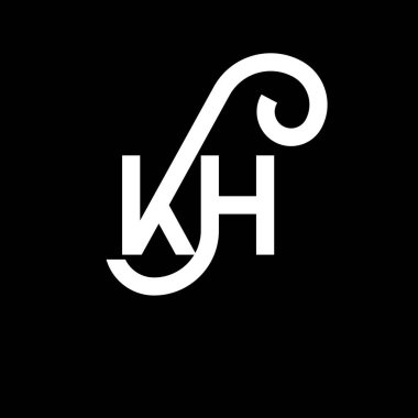 Siyah arkaplanda KH harfi logo tasarımı. KH yaratıcı harflerin baş harfleri logo kavramı. kh harf tasarımı. Siyah arkaplanda KH beyaz harf tasarımı. K H, k h logosu