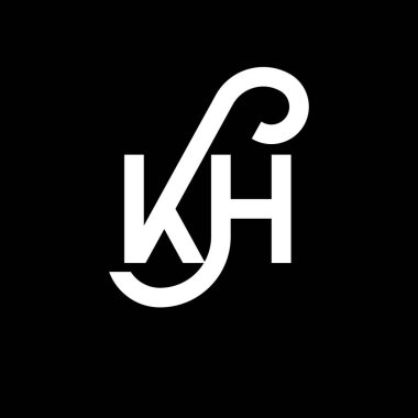 Siyah arkaplanda KH harfi logo tasarımı. KH yaratıcı harflerin baş harfleri logo kavramı. kh harf tasarımı. Siyah arkaplanda KH beyaz harf tasarımı. K H, k h logosu