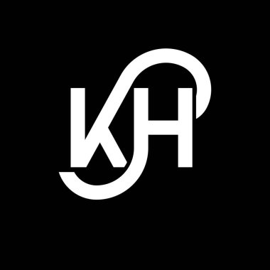 Siyah arkaplanda KH harfi logo tasarımı. KH yaratıcı harflerin baş harfleri logo kavramı. kh harf tasarımı. Siyah arkaplanda KH beyaz harf tasarımı. K H, k h logosu
