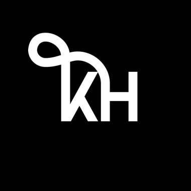 Siyah arkaplanda KH harfi logo tasarımı. KH yaratıcı harflerin baş harfleri logo kavramı. kh harf tasarımı. Siyah arkaplanda KH beyaz harf tasarımı. K H, k h logosu