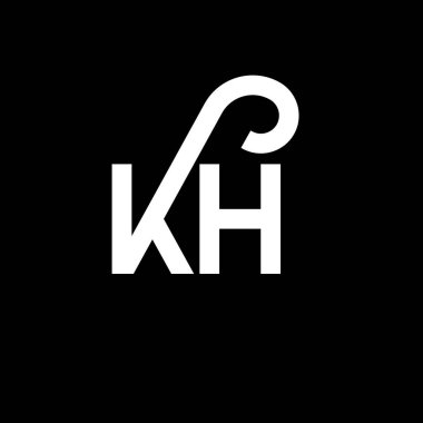 Siyah arkaplanda KH harfi logo tasarımı. KH yaratıcı harflerin baş harfleri logo kavramı. kh harf tasarımı. Siyah arkaplanda KH beyaz harf tasarımı. K H, k h logosu
