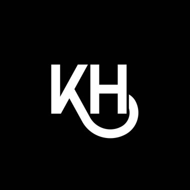 Siyah arkaplanda KH harfi logo tasarımı. KH yaratıcı harflerin baş harfleri logo kavramı. kh harf tasarımı. Siyah arkaplanda KH beyaz harf tasarımı. K H, k h logosu