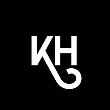 Siyah arkaplanda KH harfi logo tasarımı. KH yaratıcı harflerin baş harfleri logo kavramı. kh harf tasarımı. Siyah arkaplanda KH beyaz harf tasarımı. K H, k h logosu