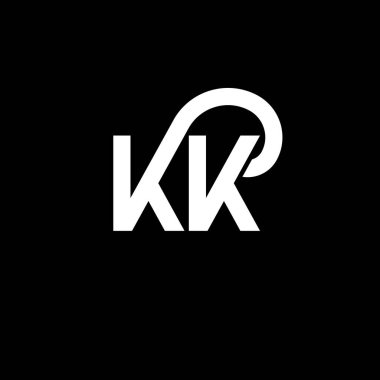 KK harfi logo tasarımı siyah arka planda. KK yaratıcı harflerin baş harfleri logo kavramı. kk harf tasarımı. KK beyaz harf dizaynı siyah arka planda. K K, k logosu