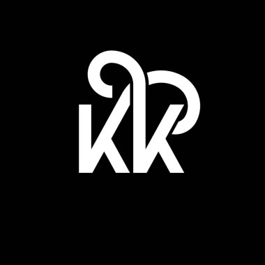 KK harfi logo tasarımı siyah arka planda. KK yaratıcı harflerin baş harfleri logo kavramı. kk harf tasarımı. KK beyaz harf dizaynı siyah arka planda. K K, k logosu