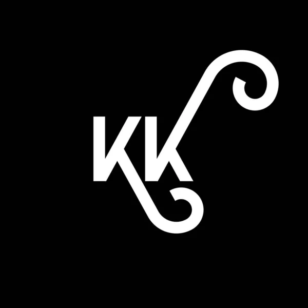 Kk字母标识设计为黑色背景 Kk创意的首字母首字母标识概念 Kk字母设计 Kk白色字母设计黑色背景 K标识 — 图库矢量图片