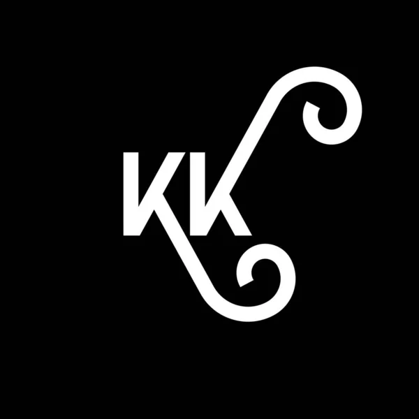 Kk字母标识设计为黑色背景 Kk创意的首字母首字母标识概念 Kk字母设计 Kk白色字母设计黑色背景 K标识 — 图库矢量图片
