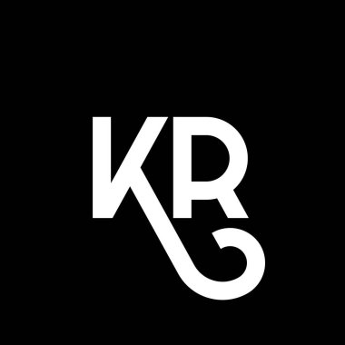 Siyah arkaplanda KR harfi logo tasarımı. KR yaratıcı harflerin baş harfleri logo kavramı. KR harf tasarımı. Siyah arkaplanda KR beyaz harf tasarımı. K R, k r logosu