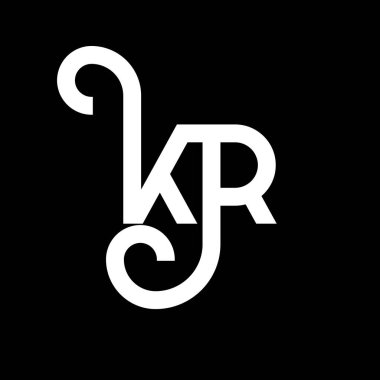 Siyah arkaplanda KR harfi logo tasarımı. KR yaratıcı harflerin baş harfleri logo kavramı. KR harf tasarımı. Siyah arkaplanda KR beyaz harf tasarımı. K R, k r logosu