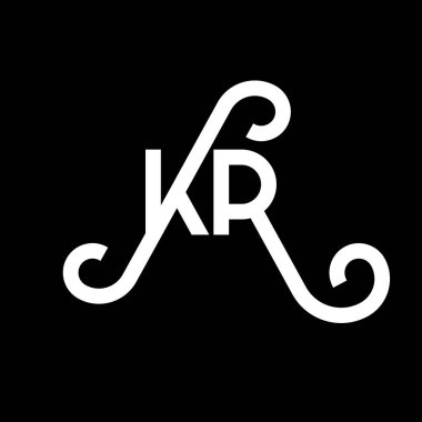Siyah arkaplanda KR harfi logo tasarımı. KR yaratıcı harflerin baş harfleri logo kavramı. KR harf tasarımı. Siyah arkaplanda KR beyaz harf tasarımı. K R, k r logosu