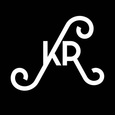 Siyah arkaplanda KR harfi logo tasarımı. KR yaratıcı harflerin baş harfleri logo kavramı. KR harf tasarımı. Siyah arkaplanda KR beyaz harf tasarımı. K R, k r logosu