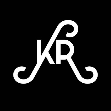 Siyah arkaplanda KR harfi logo tasarımı. KR yaratıcı harflerin baş harfleri logo kavramı. KR harf tasarımı. Siyah arkaplanda KR beyaz harf tasarımı. K R, k r logosu